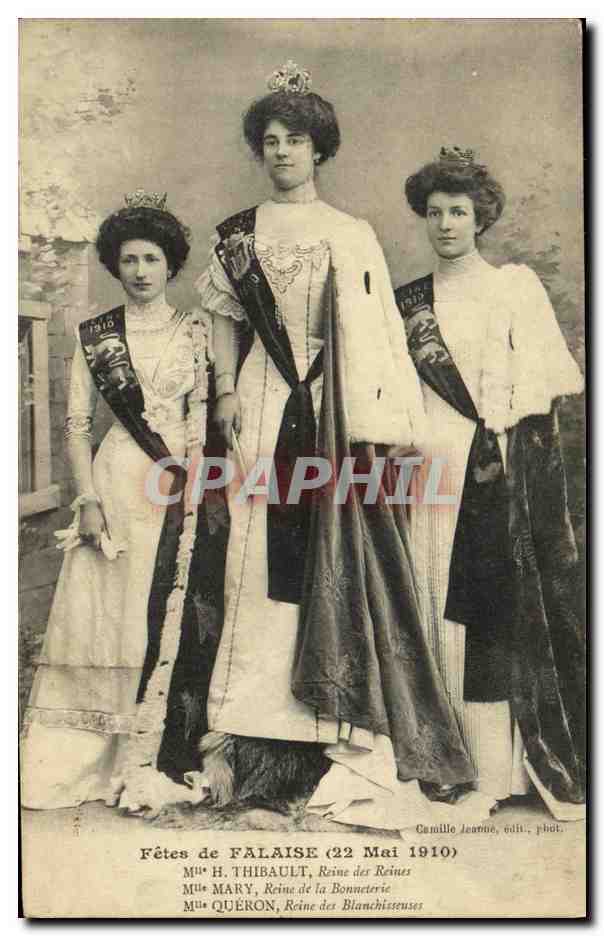 CPA Fetes de Falaise 22 mai 1910 thibault Maru Queron Reine de la Bonneterie Blanchisseuses TOP