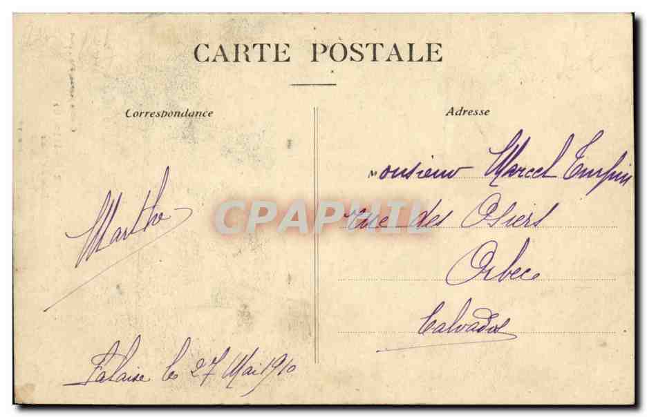 CPA Fetes de Falaise 22 mai 1910 thibault Maru Queron Reine de la Bonneterie Blanchisseuses TOP — Verso
