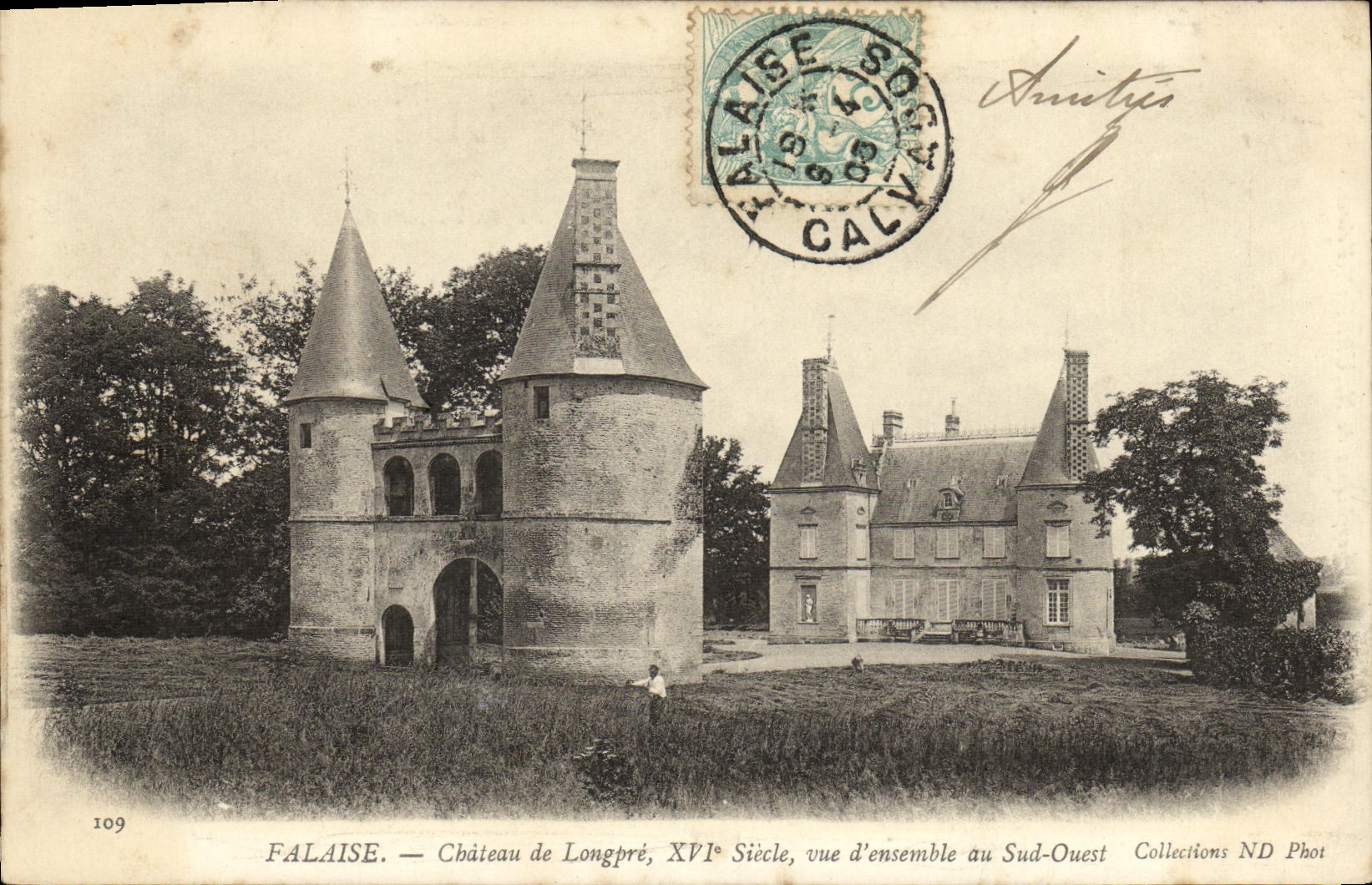 FALAISE — Château de Longpré, XVIe siècle, vue d'ensemble au Sud-Ouest — Collections ND Phot, n°109