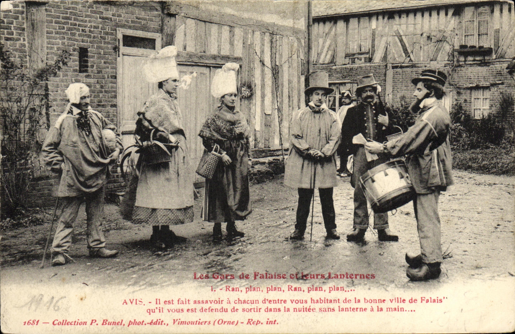 Los hombres de Falaise y sus linternas — Colección P. Bunel, fotógrafo-editor, Vimoutiers (Orne) — n° 1681