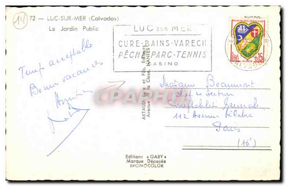 Luc-sur-Mer — Le Jardin Public — Éditions Gaby — Rückseite