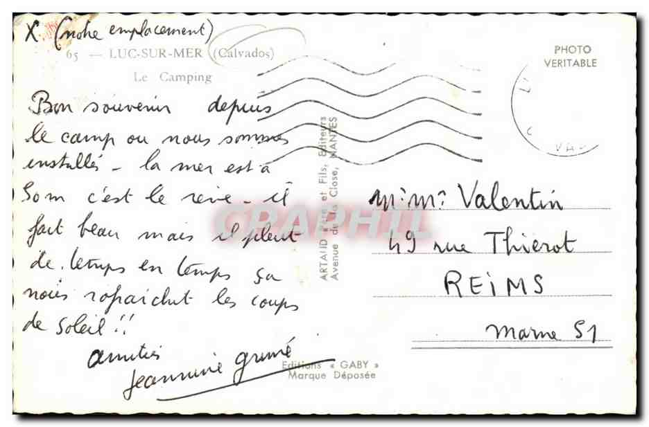 CPM Luc sur Mer Le Camping — Verso