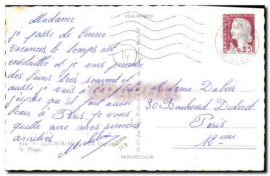 CPM Luc Sur Mer La Digue et la Plage — Verso