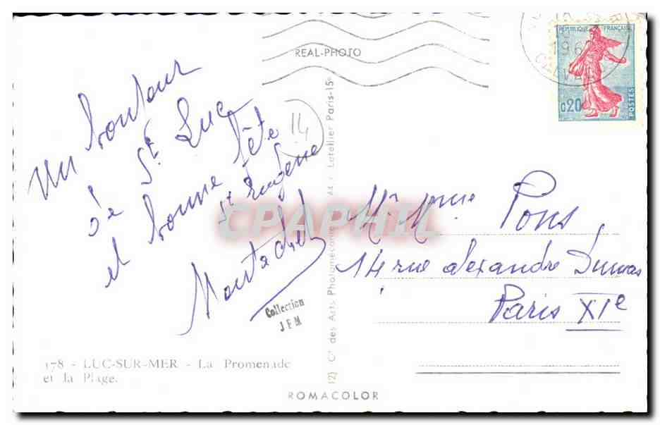 Luc-sur-Mer — La Promenade et la Plage — éditeur Romacolor, n°178 — Verso