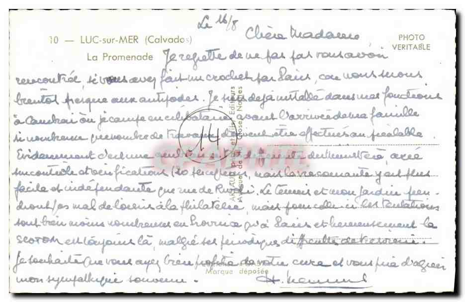 CPM Luc Sur Mer La Promenade de la Digue et la Plage — Verso