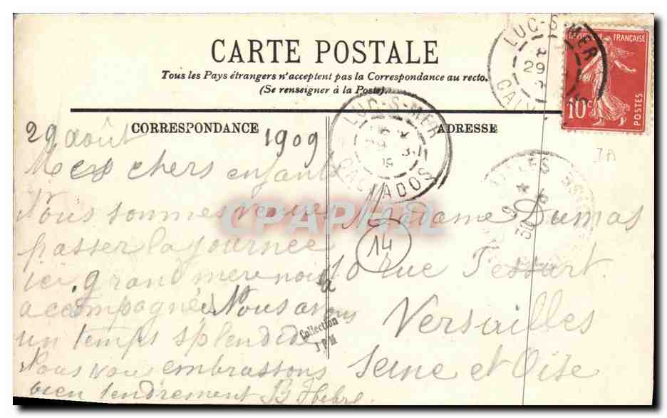 CPA Luc Sur Mer la Digue  — Verso