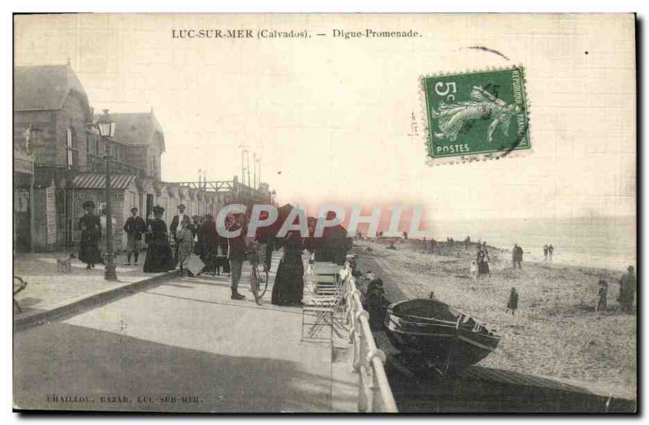 CPA Luc Sur Mer Digue Promenoir carte toilee 