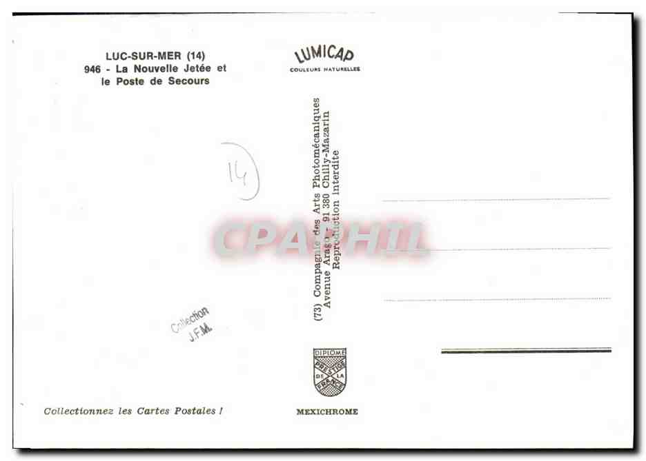 CPM Luc Sur Mer la Nouvelle Jetee et le Poste de Secours — Verso
