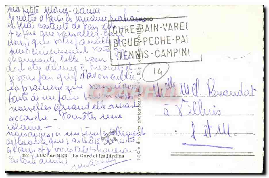 CPM Luc Sur Mer La gare et les jardins  — Verso