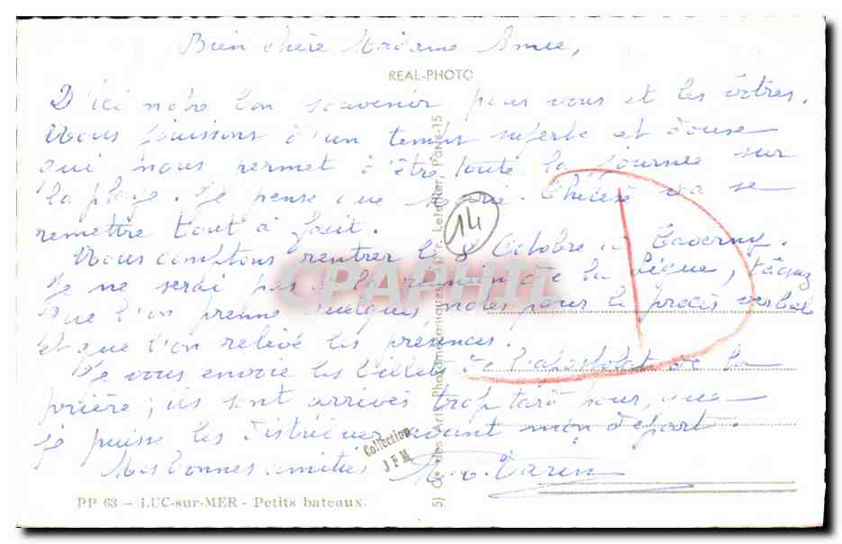 CPM Luc Sur Mer Petits bateaux  — Verso