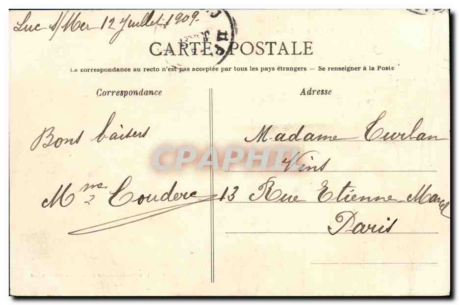 CPA Luc Sur Mer les Falaises — Verso