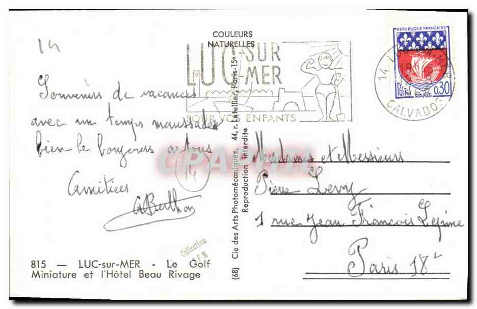 CPM Luc Sur Mer Le golf miniature et l hotel Beau rivage — Verso