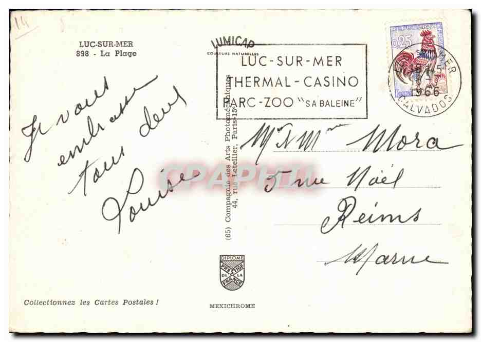 CPM Luc Sur Mer La Plage — Verso