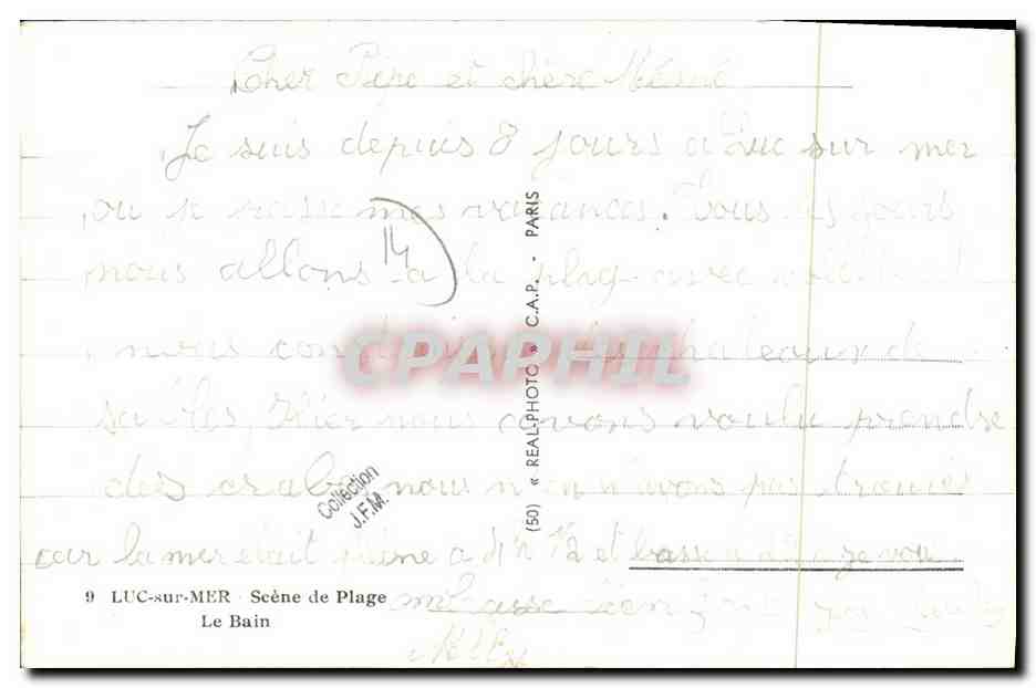 CPM Luc Sur Me Scene de Plage Le Bain — Rückseite