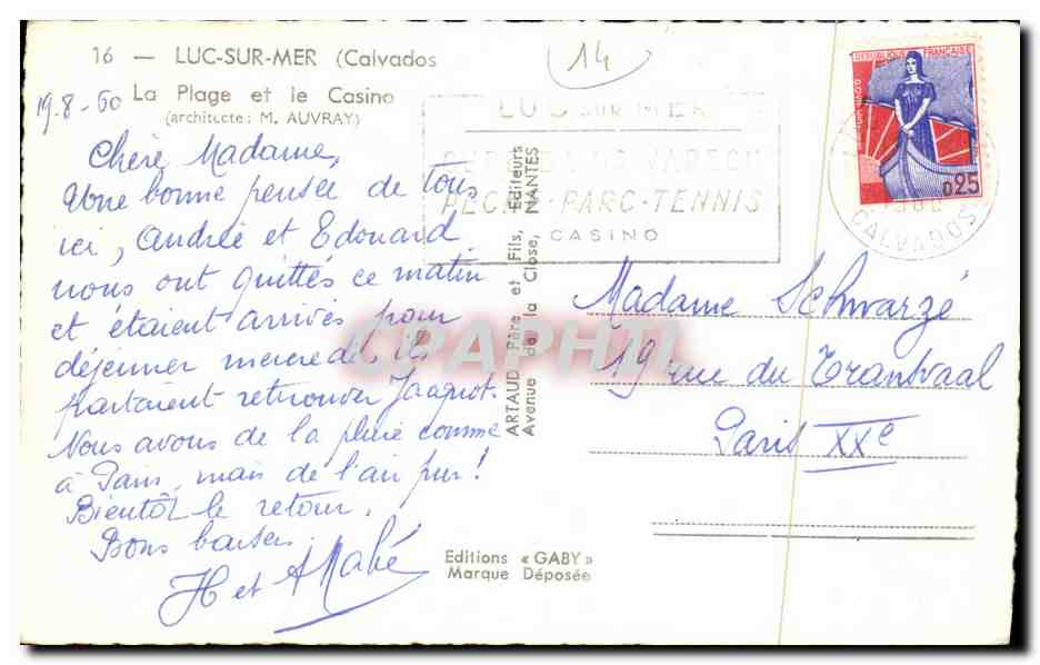 CPM Luc Sur Me Scene de Plage et le Casino — Verso