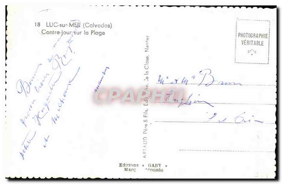CPM Luc Sur Mer Contre Jour sur la Plage — Verso