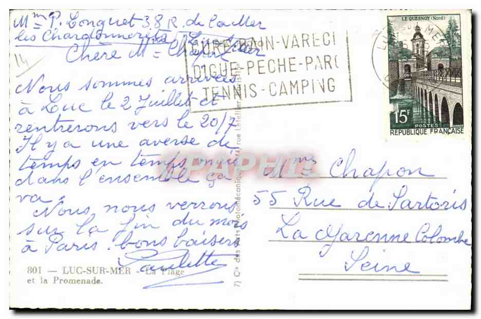 CPM Luc Sur Mer La Plage et la Digue — Verso