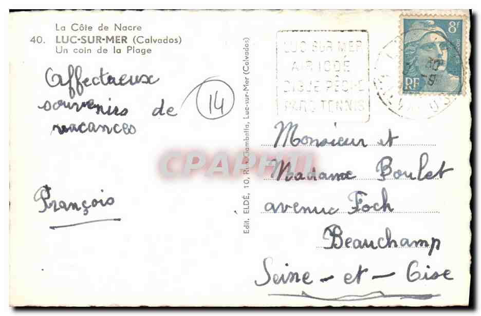 CPM Luc Sur Mer Un Coin de la Plage — Verso