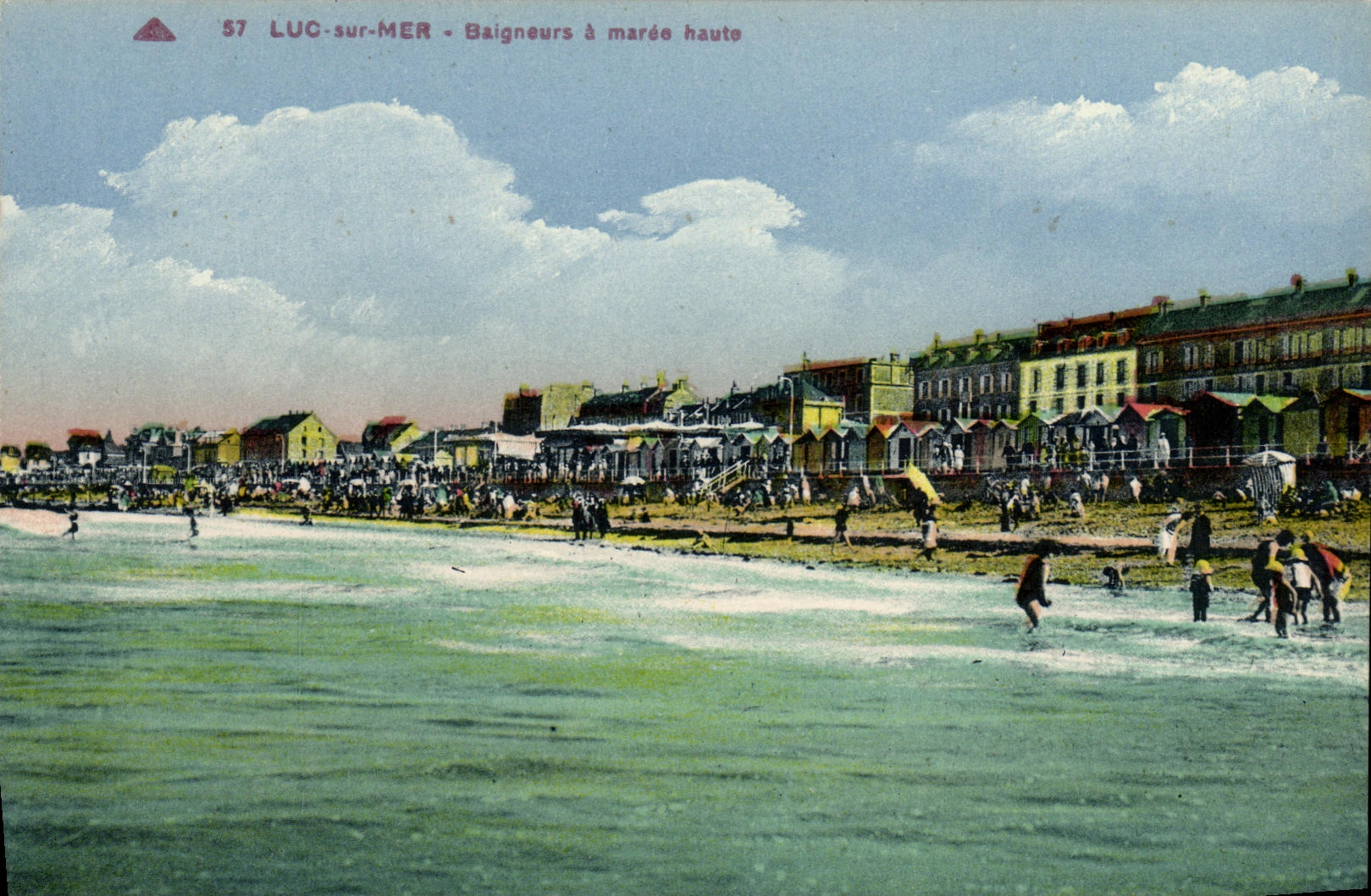 CPA Luc Sur Mer Baigneurs a Maree Haute