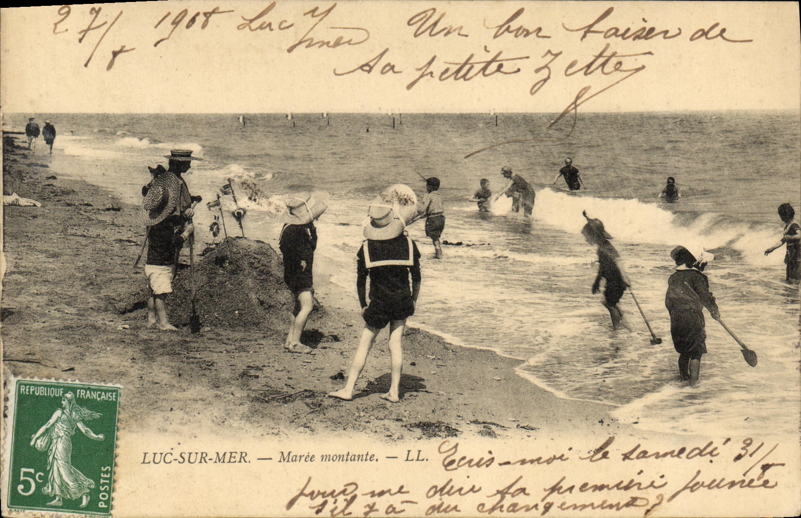 CPA Luc Sur Mer Maree Montante Enfants