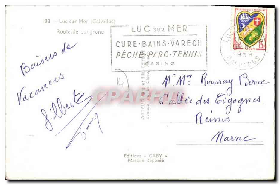 CPM Luc Sur Mer Route de Langrune  — Verso