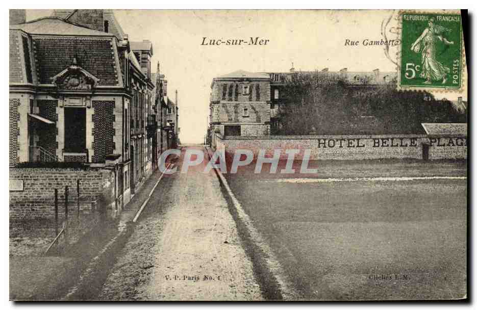 CPA Luc Sur Mer Rue Gambetta Hotel Belle plage 