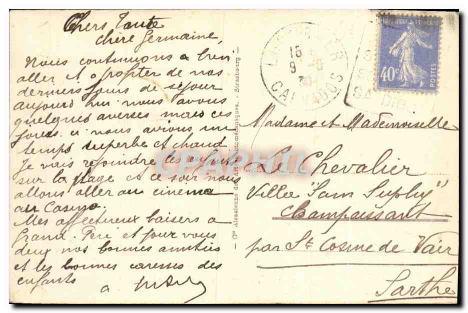 CPA Luc Sur Mer Rue du Grand Orlent — Verso