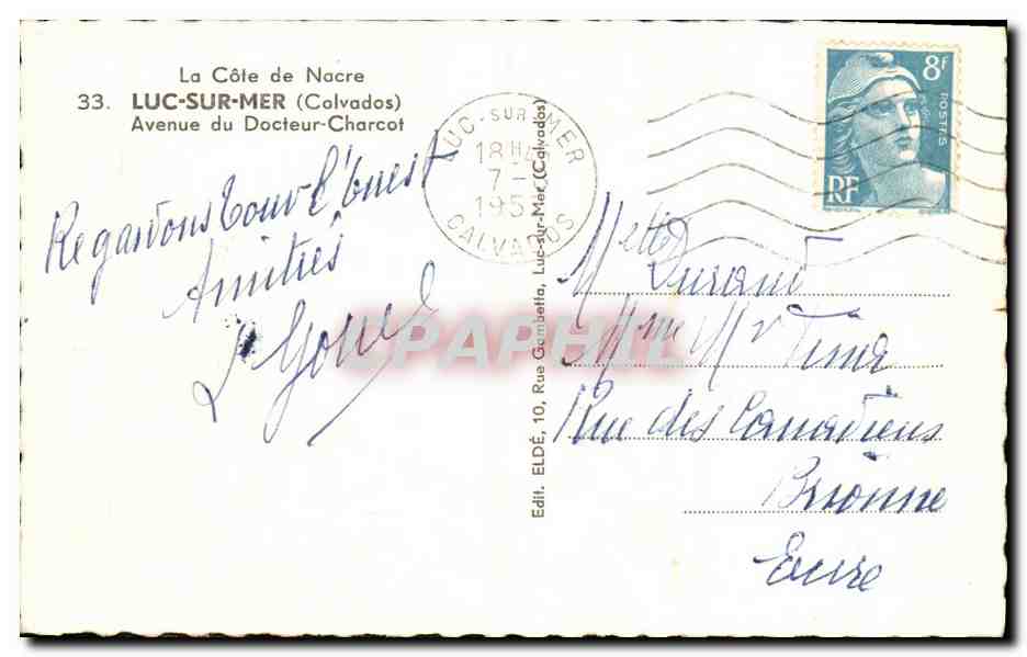 CPM Luc Sur Mer Avenue du Docteur Charcot — Rückseite