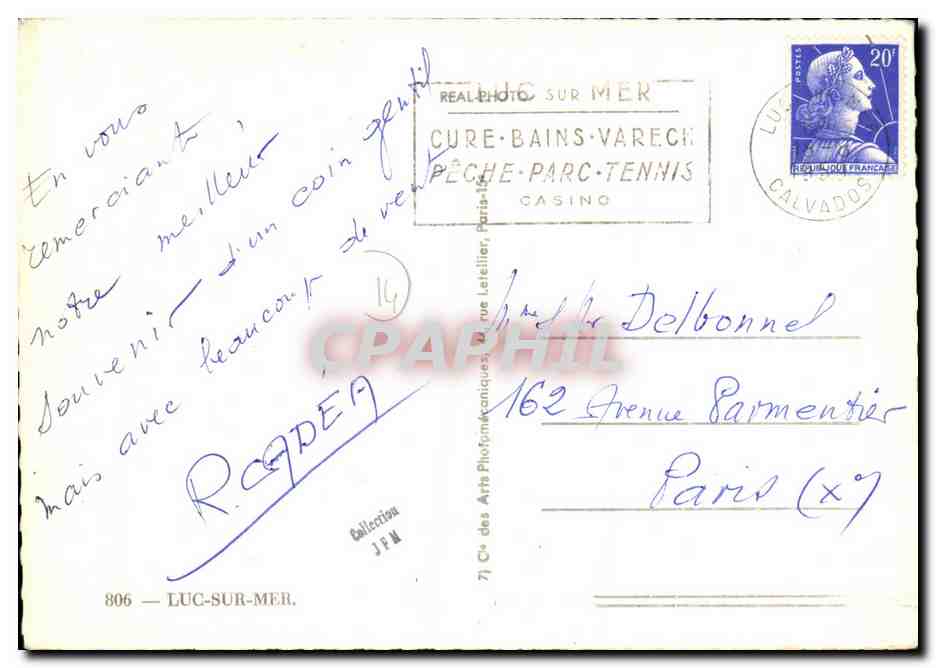 CPM Luc Sur Mer Baleine plage  — Verso