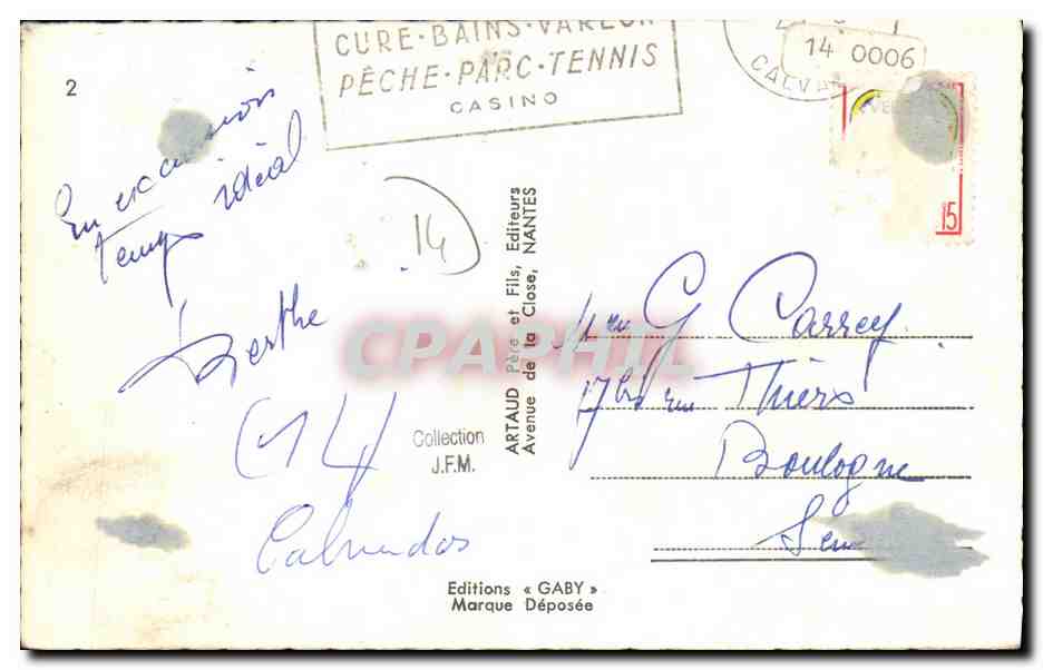 CPM Luc Sur Mer souvenir Hotel de ville Casino  — Verso
