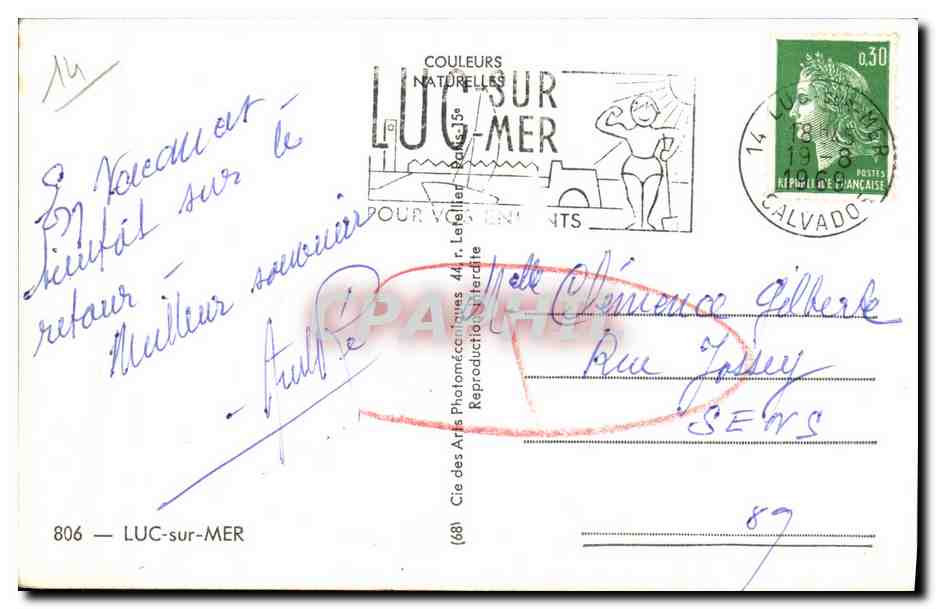 CPM Luc Sur Mer souvenir Baleine  — Verso