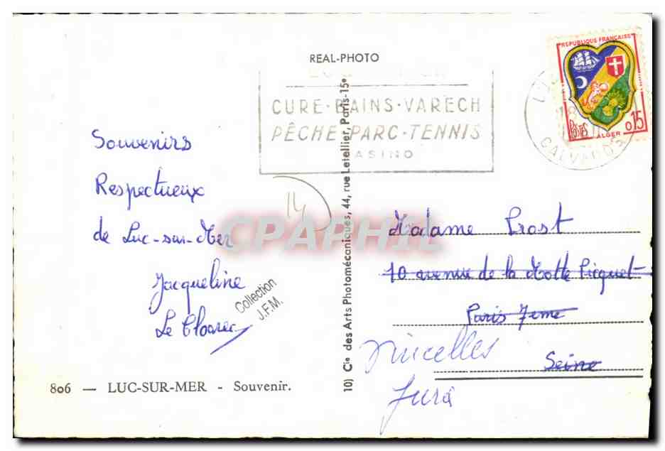 CPM Luc Sur Mer Souvenir Baleine — Verso