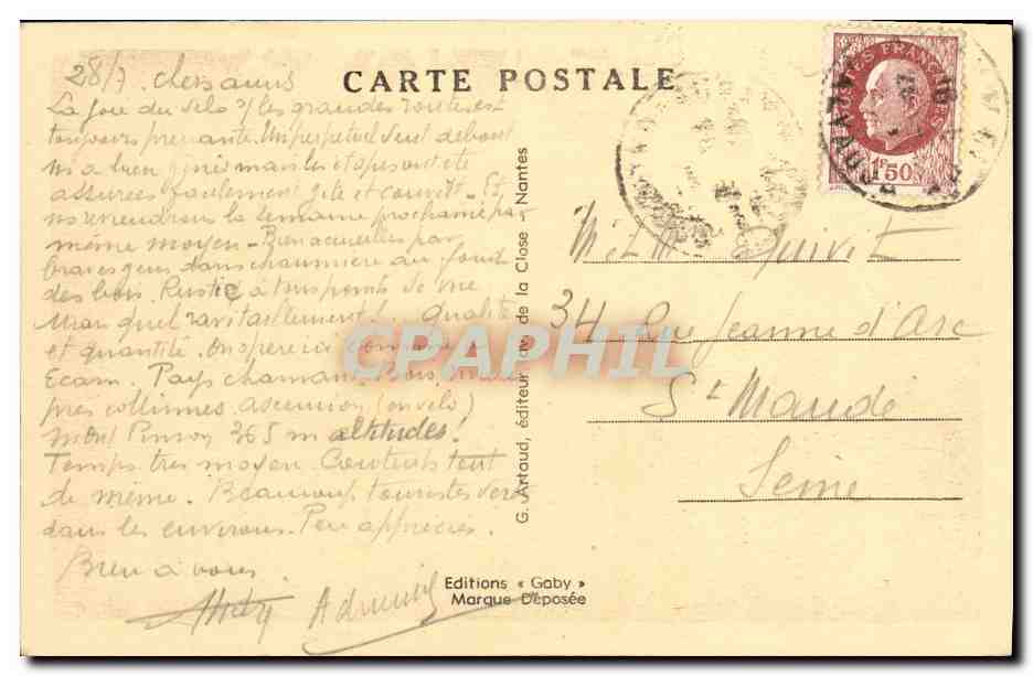 CPA Aunay sur Odon Vue Generale — Verso