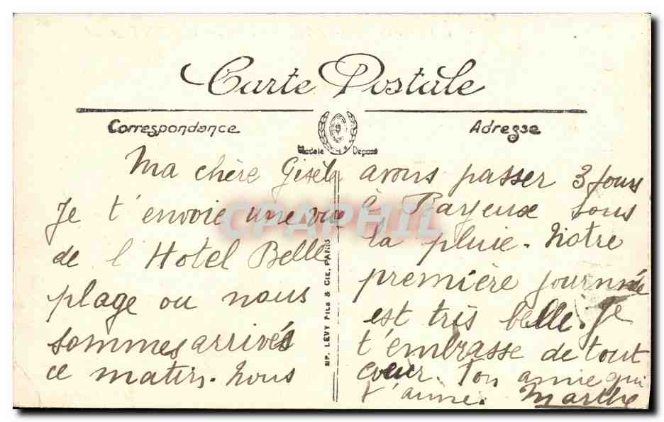 CPA Asnelles La Belle Plage Hotel Belle Plage — Verso