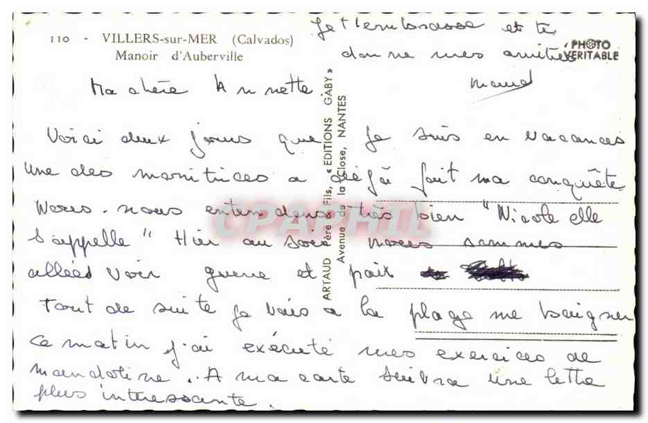 CPM Villers sur Mer Manoir d Auberville — Verso
