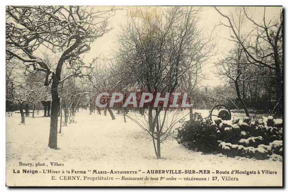 Auberville-sur-Mer — Ferme 'Marie-Antoinette' en hiver sous la neige — E. Cerny, propriétaire — phot. Villers