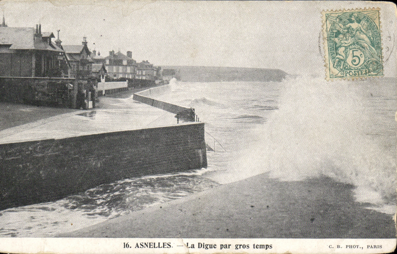 CPA Asnelles La Digue Par Gros Temps