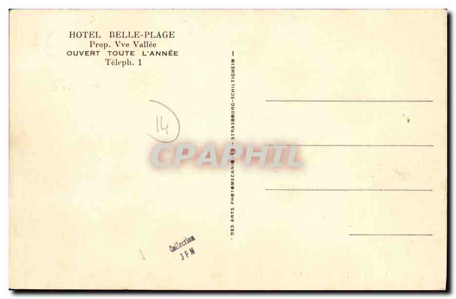 Asnelles-la-Belle-Plage — La terrasse de l'Hôtel Belle-Plage — LL. — n°36 — Verso