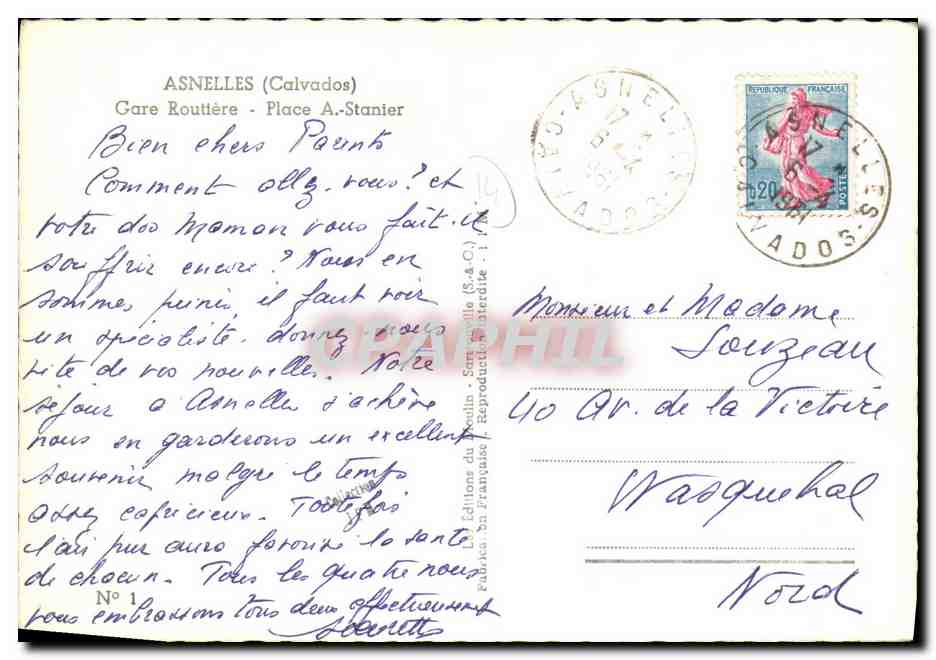 Asnelles (Calvados) — Gare Routière - Place A. Stanier — Éditeurs du Sart (S.&C.) — Back