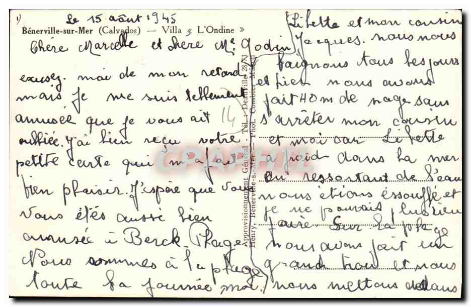 CPA Benerville sur Mer Villa L ondine — Verso