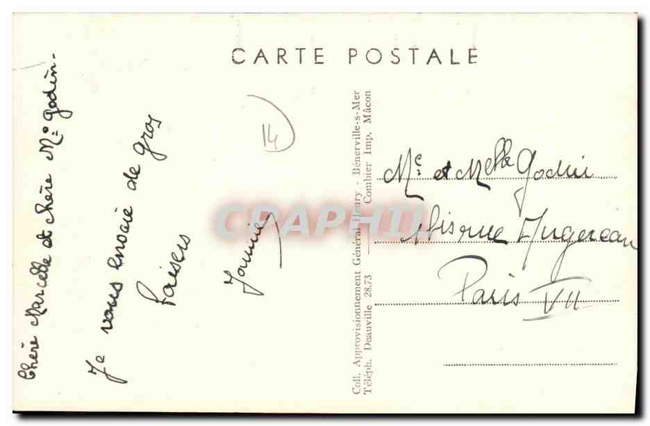 CPA Benerville Groupe de Villas Avenue des Dunes — Rückseite