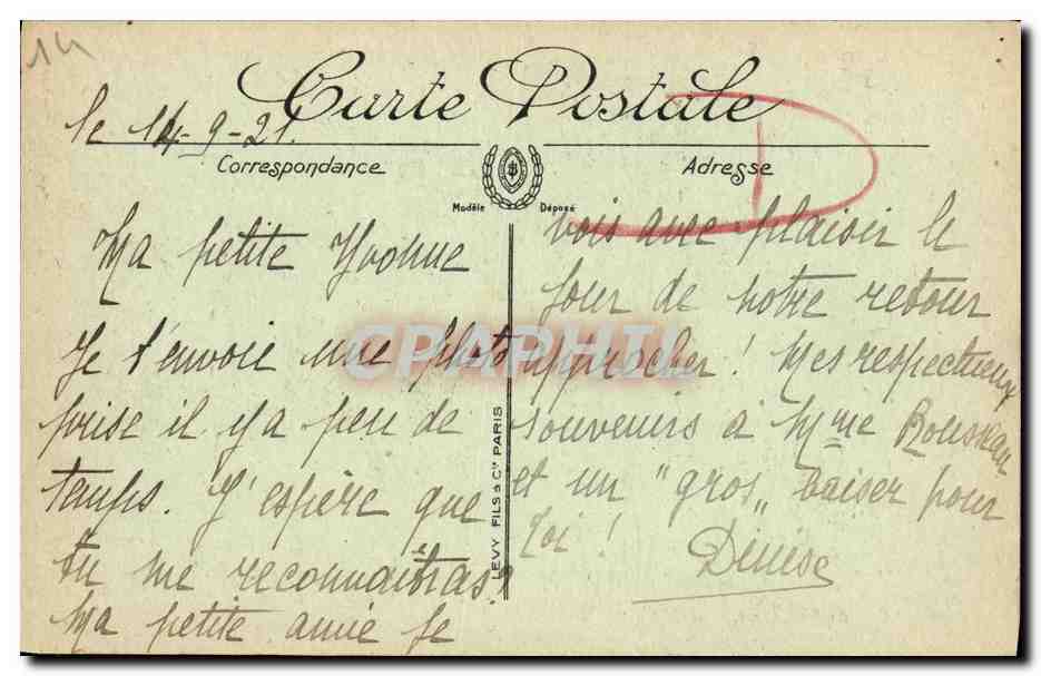 Bernières — Ansicht des Schlosses — Verlag Lévy Fils in Paris, Nr. 22 — Rückseite