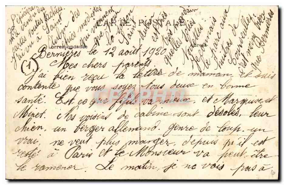 Bernières-sur-Mer - Rue de la Gare - Villa Simplette — Coll. A. Marie — Verso