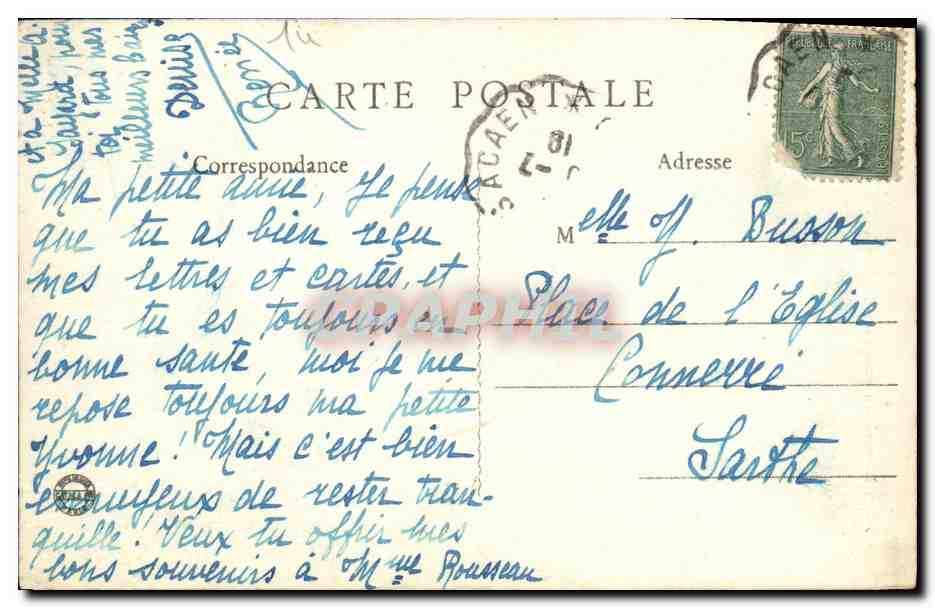CPA Bernieres La Rue de la Gare  — Verso