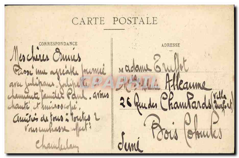CPA Beaumont en Auge Route de la Haie Tondue Attelage Cheval — Verso