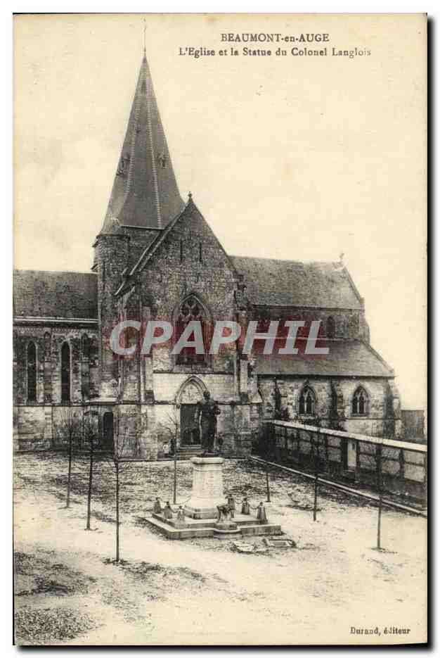 Beaumont-en-Auge — L'Église et la Statue du Colonel Langlois — Durand, éditeur