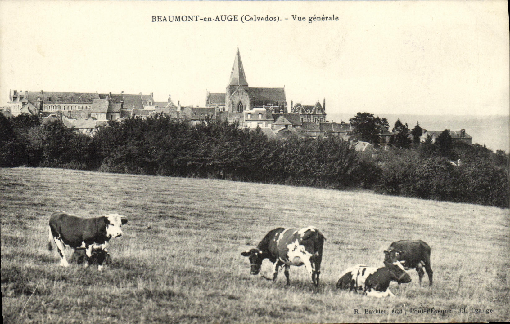 CPA Beaumont en Auge Vue generale Vaches
