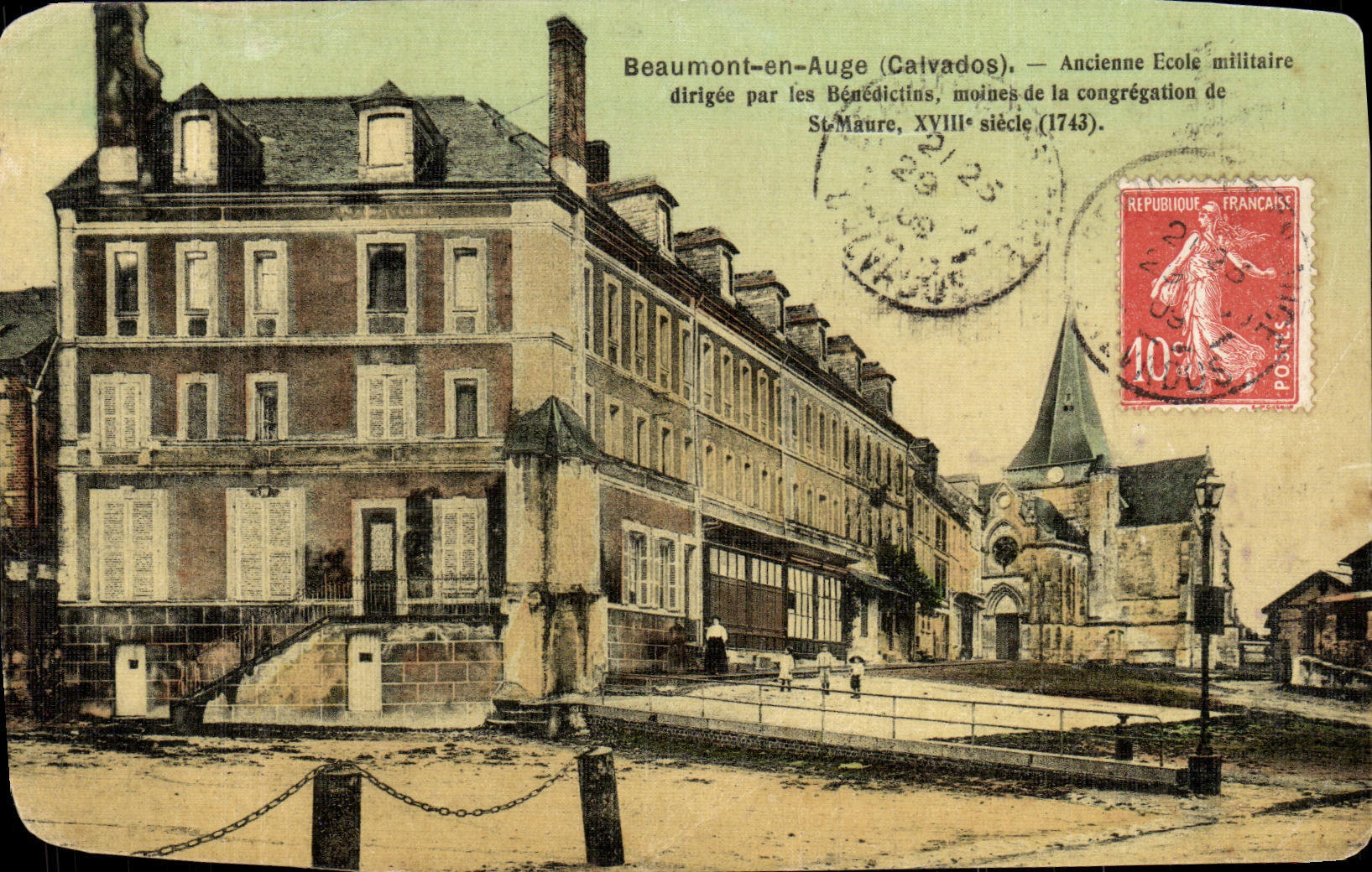 Vintage Postcard Beaumont en Auge Ancient Military School Directed by the Benedictine Monks of the St Maure Congregation