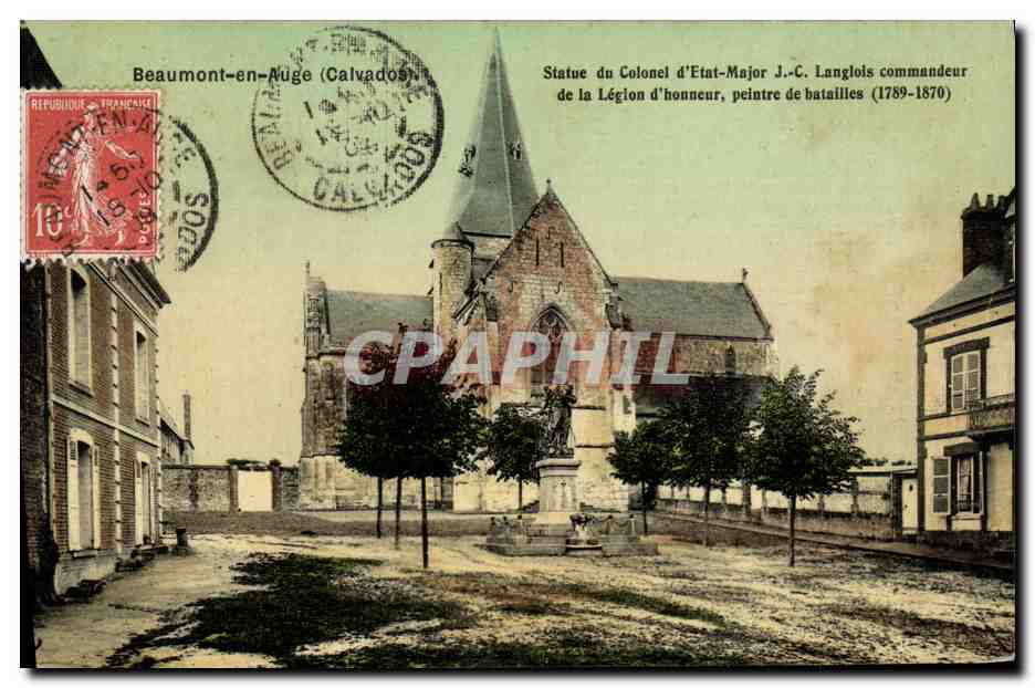 Beaumont-en-Auge (Calvados) — Statue des Colonels d'État-Major J.-C. Langlois — unbekannter Verlag