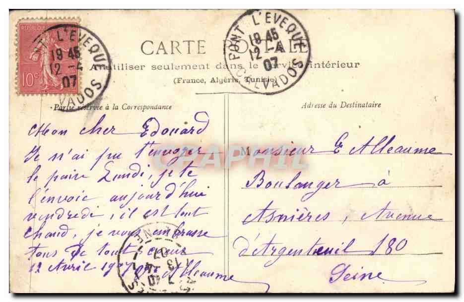 CPA Eglise de St Pierre Azif par Beaumont en Auge  — Verso